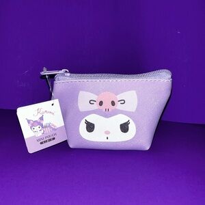 Sanrio Characters Mini Pouch Kuromi Face pattern Japanese Purple